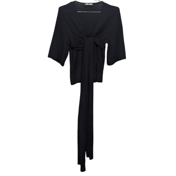 Zara Tops - Zara | Blouse | Tie Front | Gauze Like Material Chic | Flutter Sleeves | Stretch